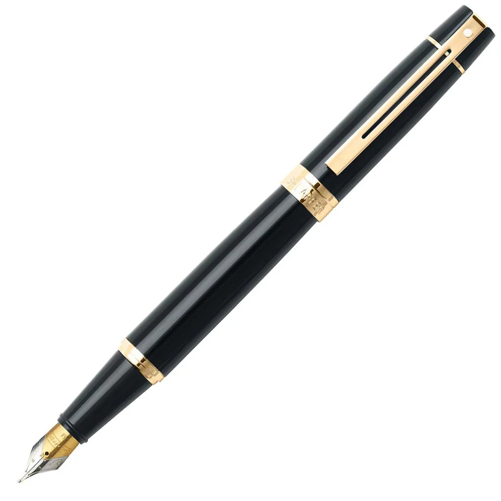 Sheaffer 300 Fountain Pen - Glossy Black with Gold Trim