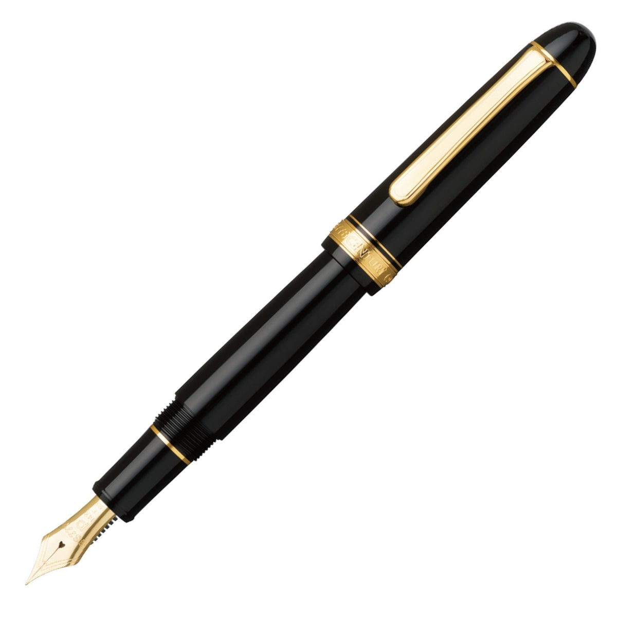 Platinum #3776 Century Fountain Pen - Black with Gold Trim | Pure Pens